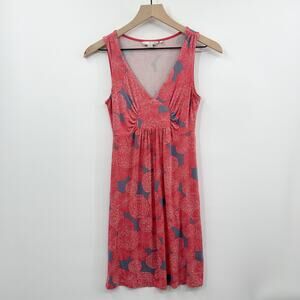 Boden Sleeveless Jersey Dress Knee Length Stretch‎ in Red Floral Size 4